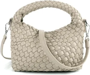 JINMANXUE Small Hand Woven Handbags for Women Shoulder Crossbody Bag Purses Cassual Top Handle Bags Hobo Curved Tote Bag
