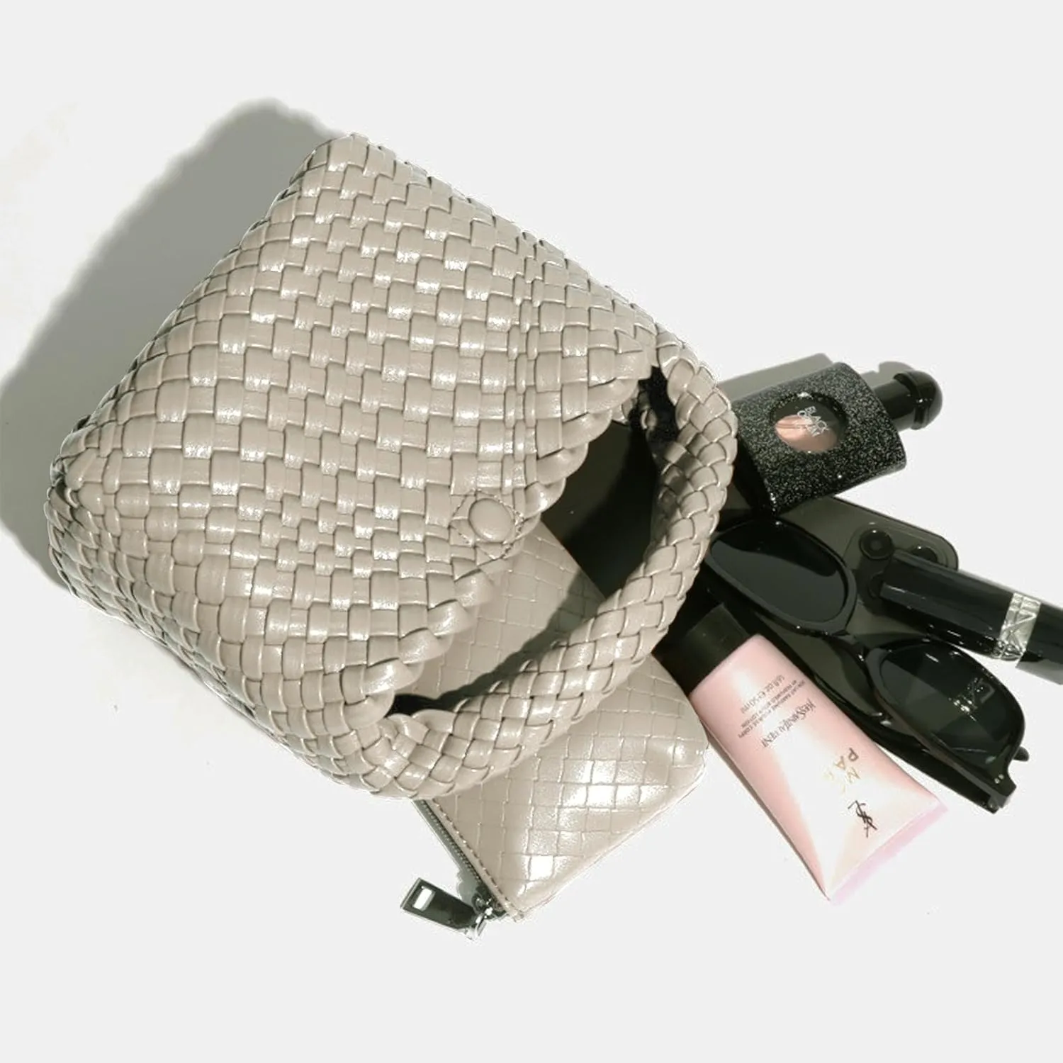 JINMANXUE Small Hand Woven Handbags for Women Shoulder Crossbody Bag Purses Cassual Top Handle Bags Hobo Curved Tote Bag