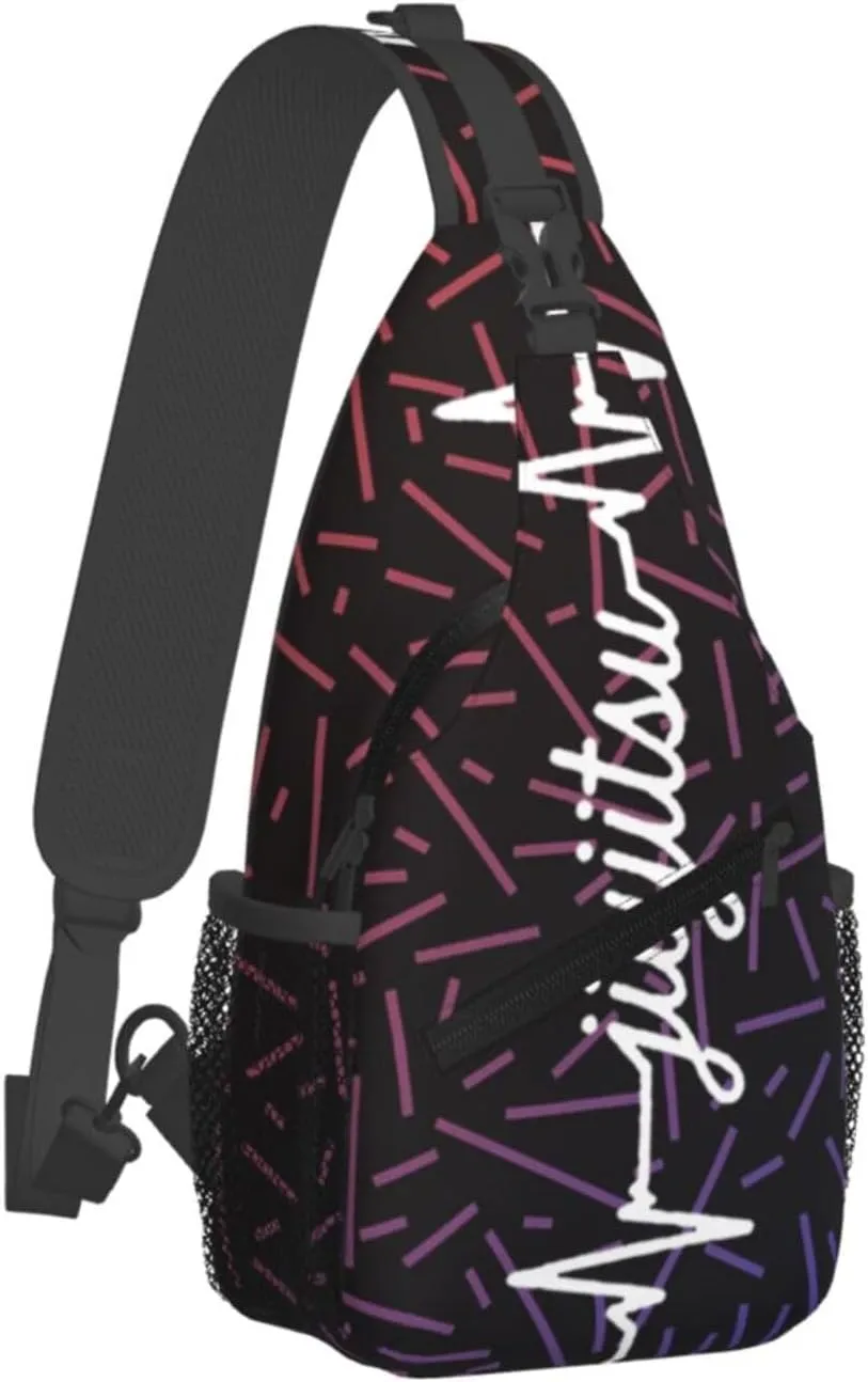 Jiu Jitsu Heartbeat Small Crossbody Backpack Sling Bag For Men Women Mini One Shoulder Chest Bags Gym Sport Travel Hiking Daypack