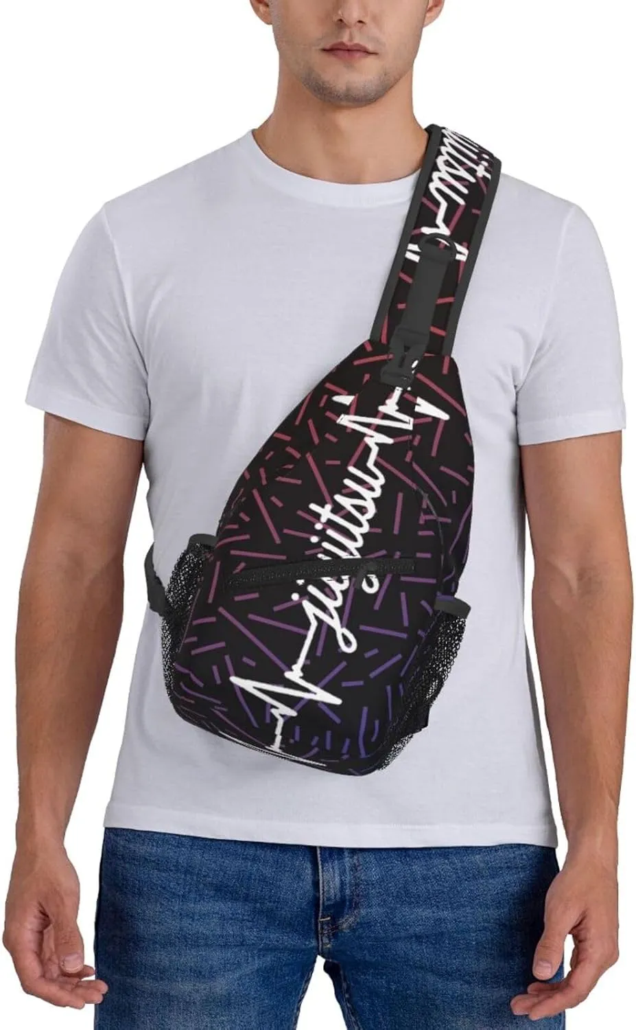 Jiu Jitsu Heartbeat Small Crossbody Backpack Sling Bag For Men Women Mini One Shoulder Chest Bags Gym Sport Travel Hiking Daypack