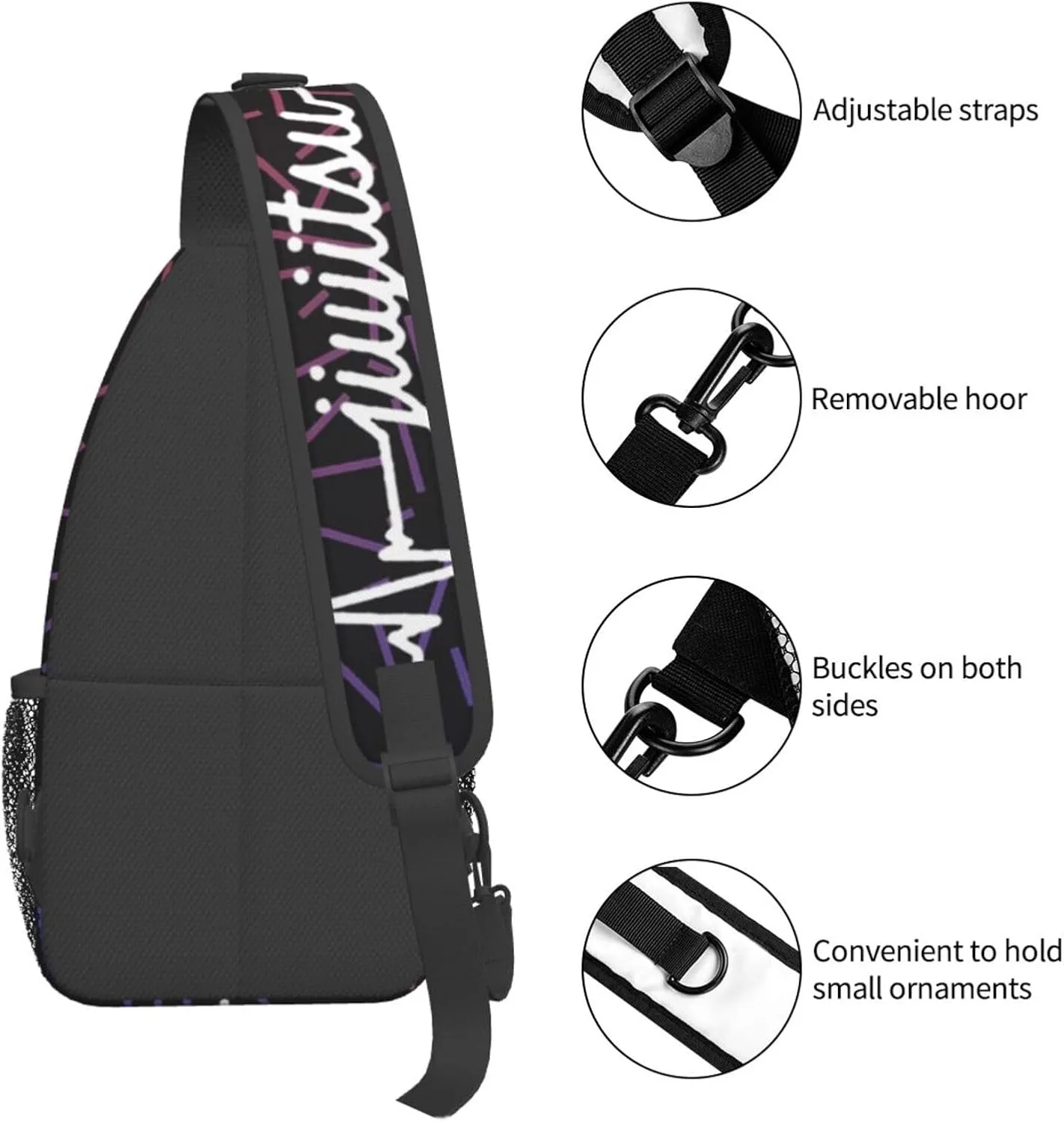 Jiu Jitsu Heartbeat Small Crossbody Backpack Sling Bag For Men Women Mini One Shoulder Chest Bags Gym Sport Travel Hiking Daypack