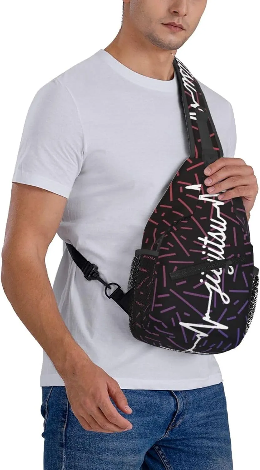 Jiu Jitsu Heartbeat Small Crossbody Backpack Sling Bag For Men Women Mini One Shoulder Chest Bags Gym Sport Travel Hiking Daypack