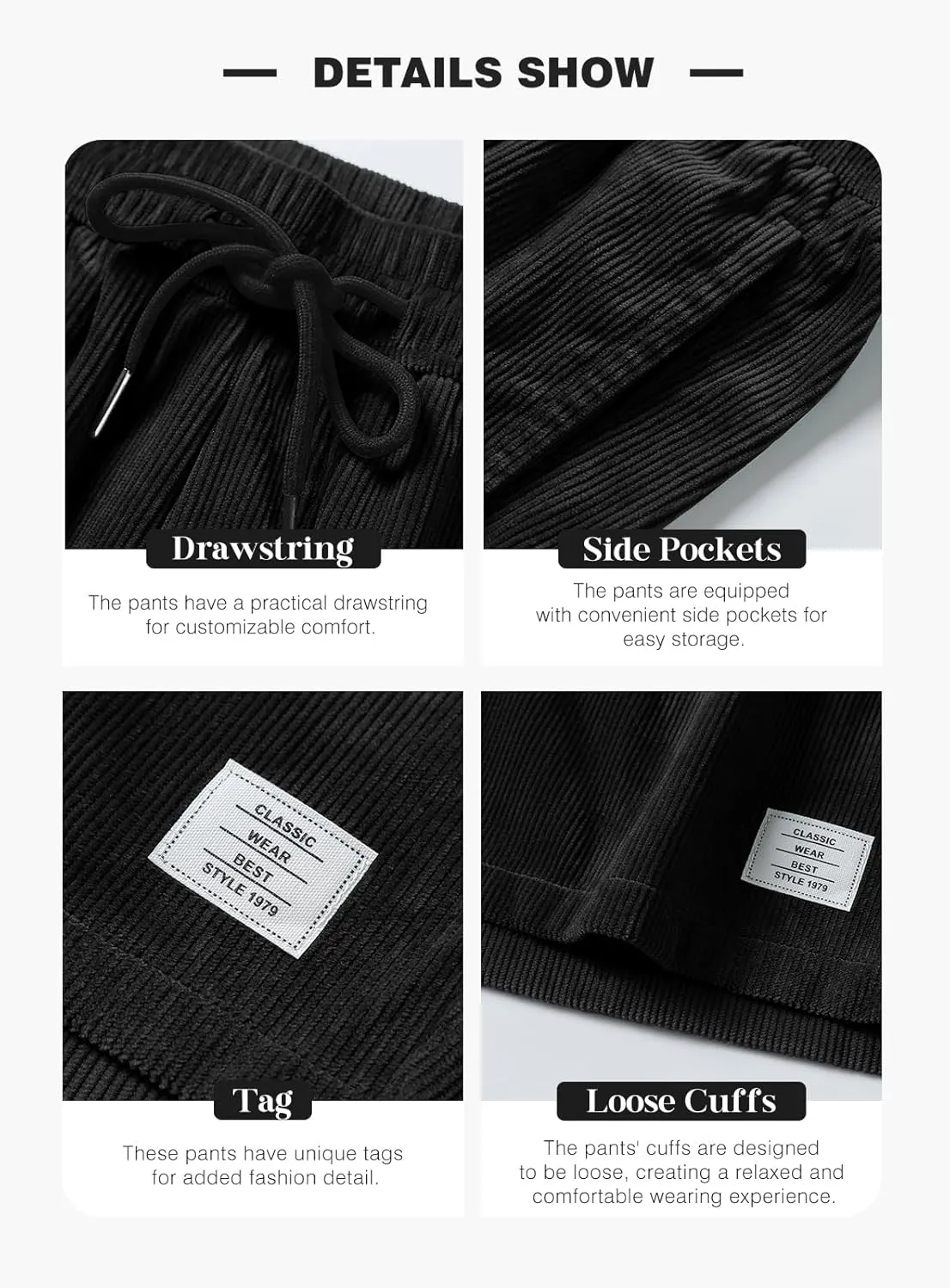 JMIERR Men's Corduroy Shorts Casual Elastic Waist Drawstring Lightweight Summer Beach Shorts