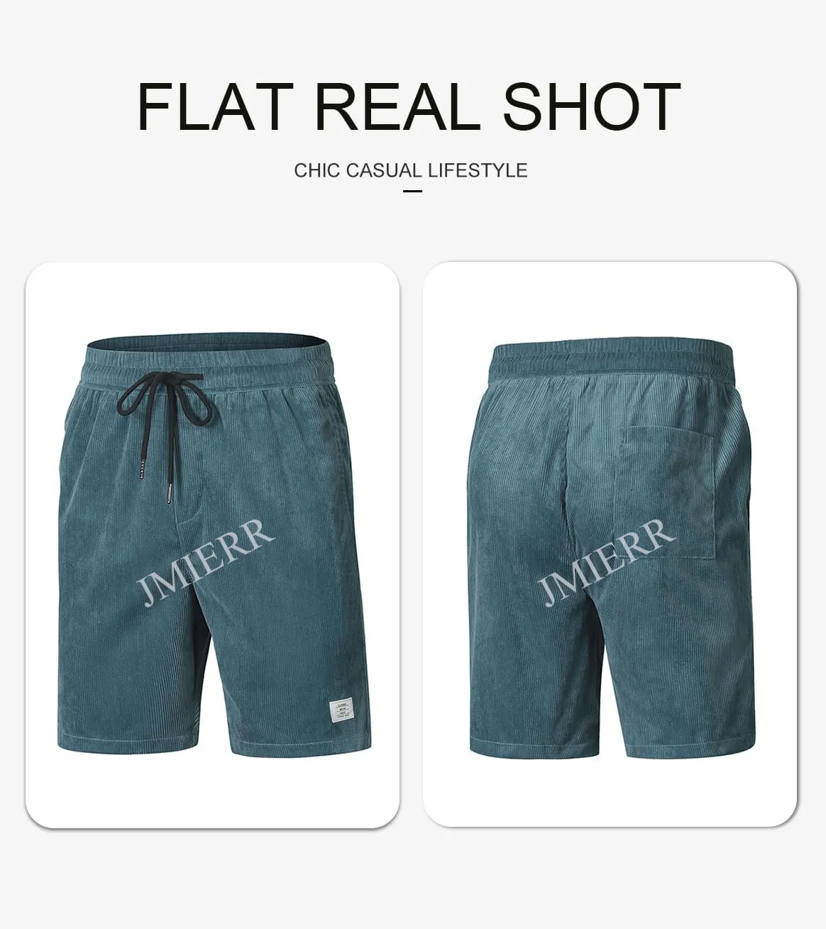 JMIERR Men's Corduroy Shorts Casual Elastic Waist Drawstring Lightweight Summer Beach Shorts