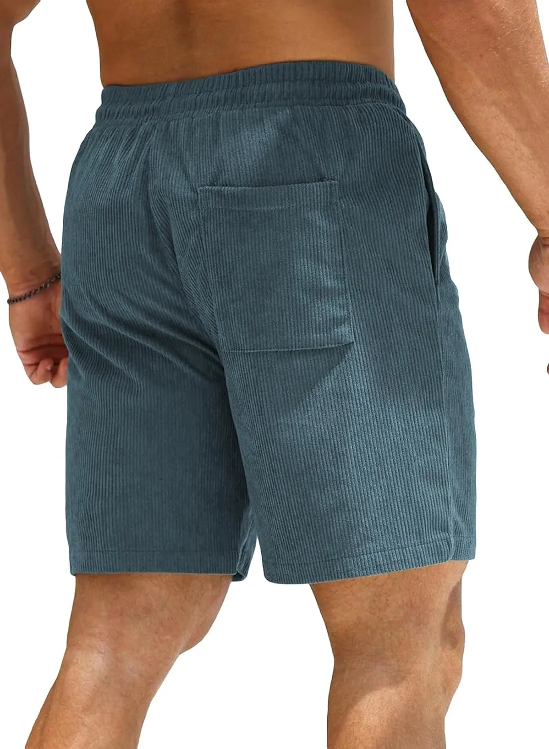 JMIERR Men's Corduroy Shorts Casual Elastic Waist Drawstring Lightweight Summer Beach Shorts