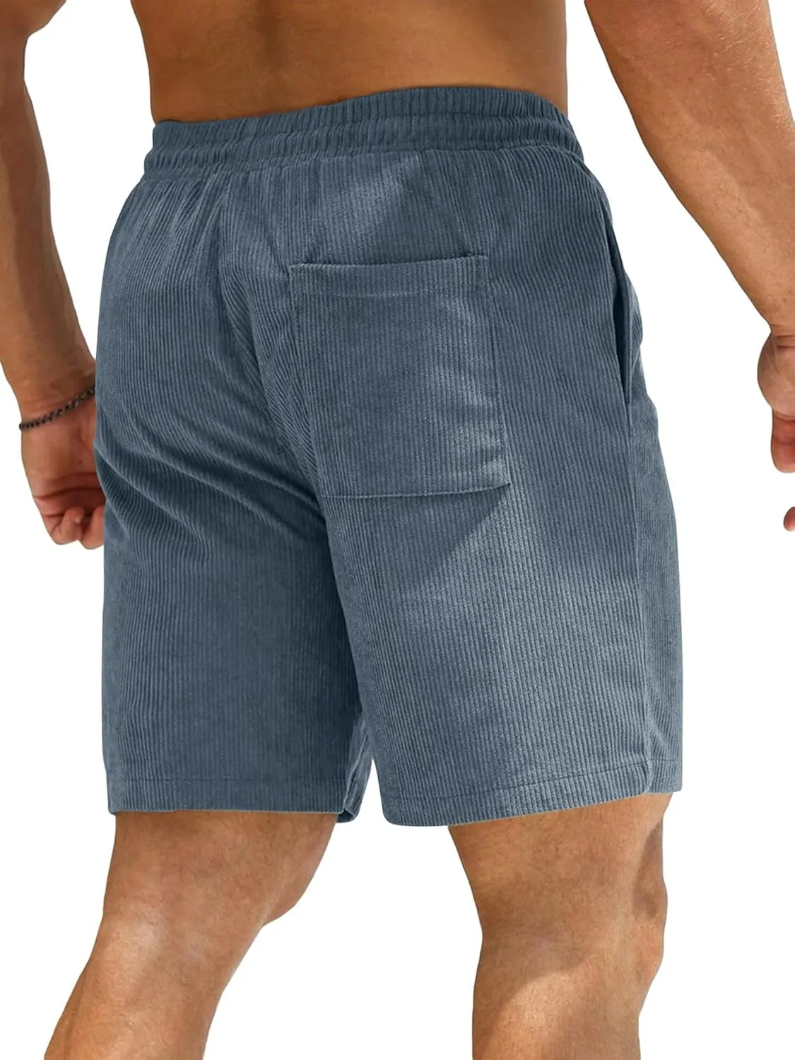 JMIERR Men's Corduroy Shorts Casual Elastic Waist Drawstring Lightweight Summer Beach Shorts