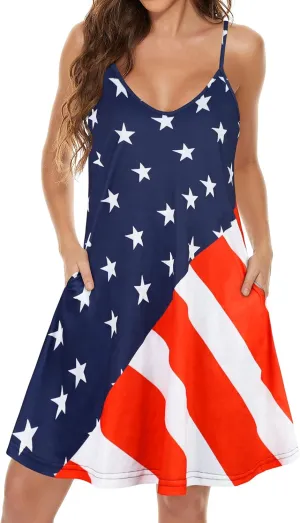 JOELLYUS Womens Spaghetti Strap Dress Summer Dresses Beach Cover Ups Casual Sundresses with Pockets