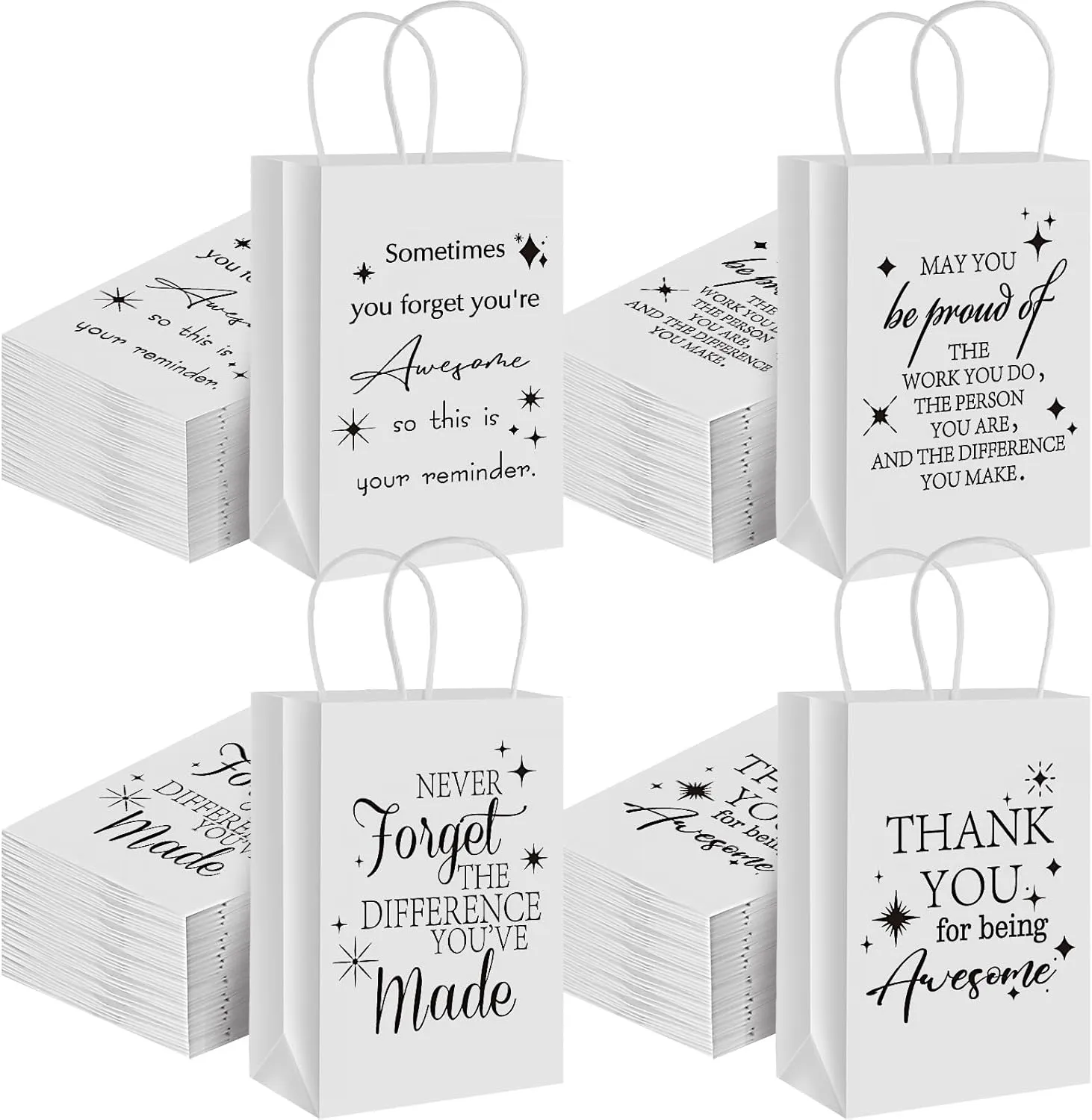 Joottuan 40 Pcs Employee Appreciation Gifts Bags Thank You Paper Bags White Inspirational Gift Bags with Handle for Team Staff Coworkers Colleague Teacher