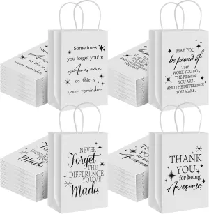 Joottuan 40 Pcs Employee Appreciation Gifts Bags Thank You Paper Bags White Inspirational Gift Bags with Handle for Team Staff Coworkers Colleague Teacher