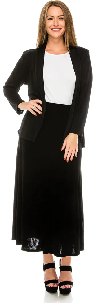 Jostar Women's Button Long Skirt - Elastic Waist Non Iron Flowy Flared Dress