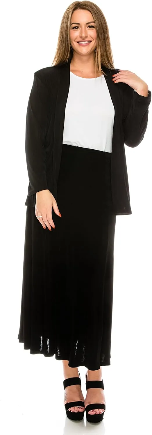 Jostar Women's Button Long Skirt - Elastic Waist Non Iron Flowy Flared Dress