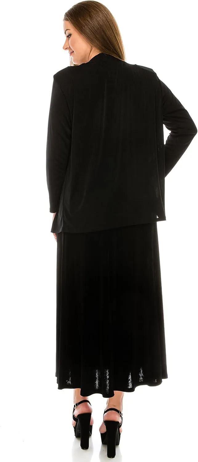 Jostar Women's Button Long Skirt - Elastic Waist Non Iron Flowy Flared Dress