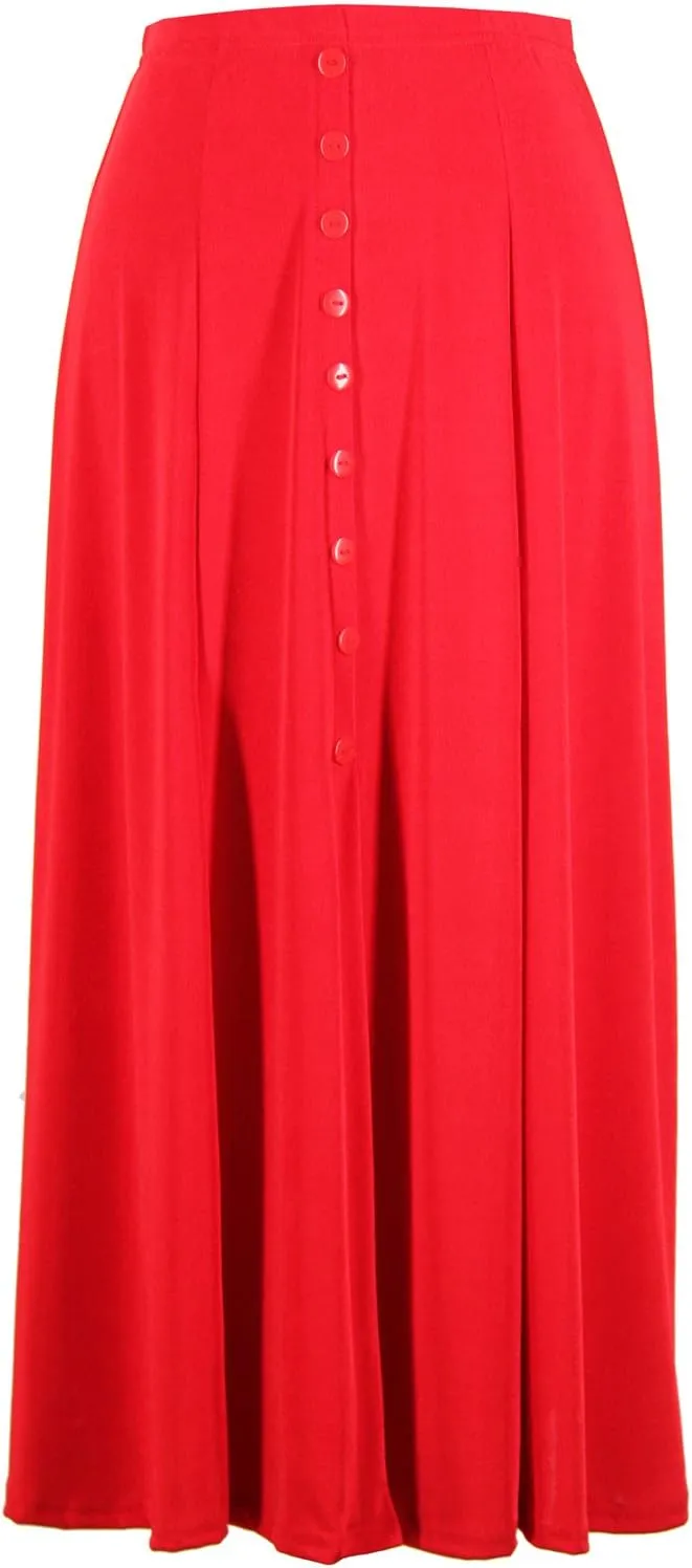 Jostar Women's Button Long Skirt - Elastic Waist Stretch Flowy Dress