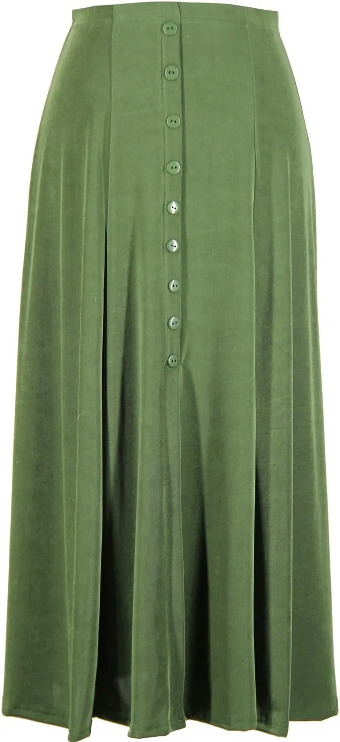 Jostar Women's Button Long Skirt - Elastic Waist Stretch Flowy Dress
