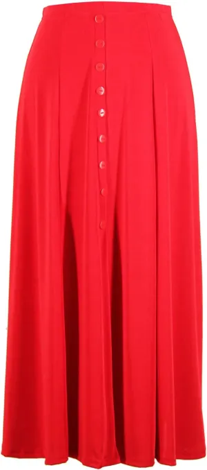 Jostar Women's Button Long Skirt - Elastic Waist Stretch Flowy Dress
