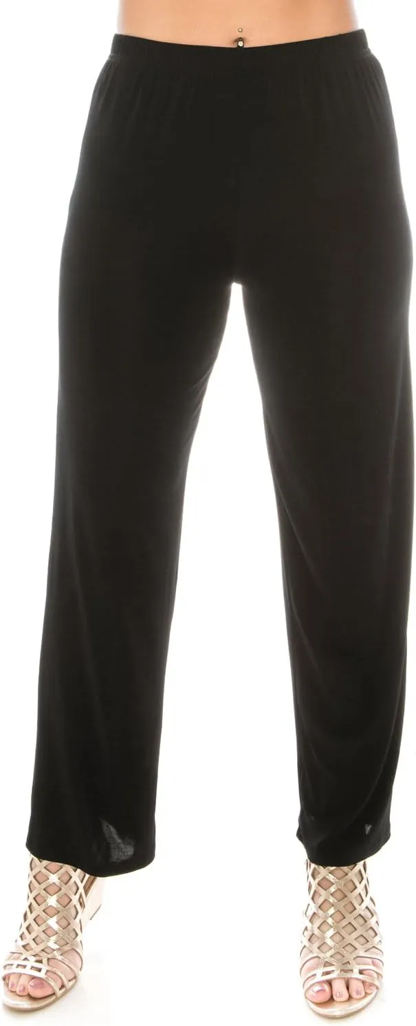 Jostar Women's Elastic Waist Pants – Plus Size Pull On Stretch Basic Soft Casual Trouser