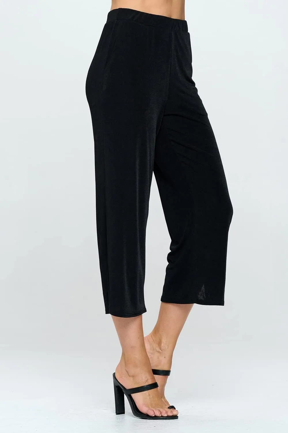 Jostar Women's Wide Leg Pants - Elastic Waist Stretchy Causal Ankle Length Trouser
