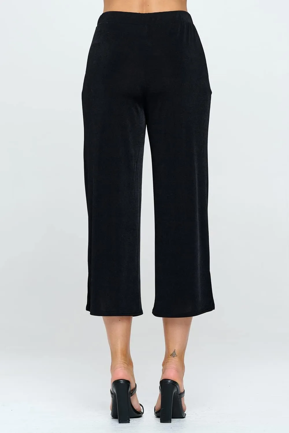 Jostar Women's Wide Leg Pants - Elastic Waist Stretchy Causal Ankle Length Trouser