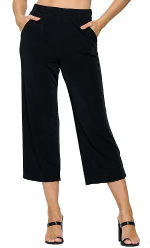 Jostar Women's Wide Leg Pants - Elastic Waist Stretchy Causal Ankle Length Trouser