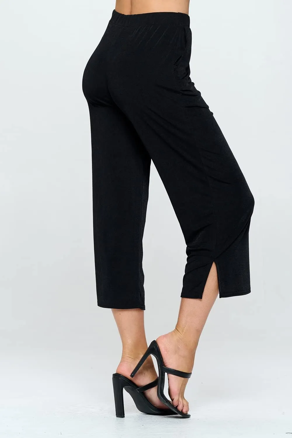 Jostar Women's Wide Leg Pants - Elastic Waist Stretchy Causal Ankle Length Trouser