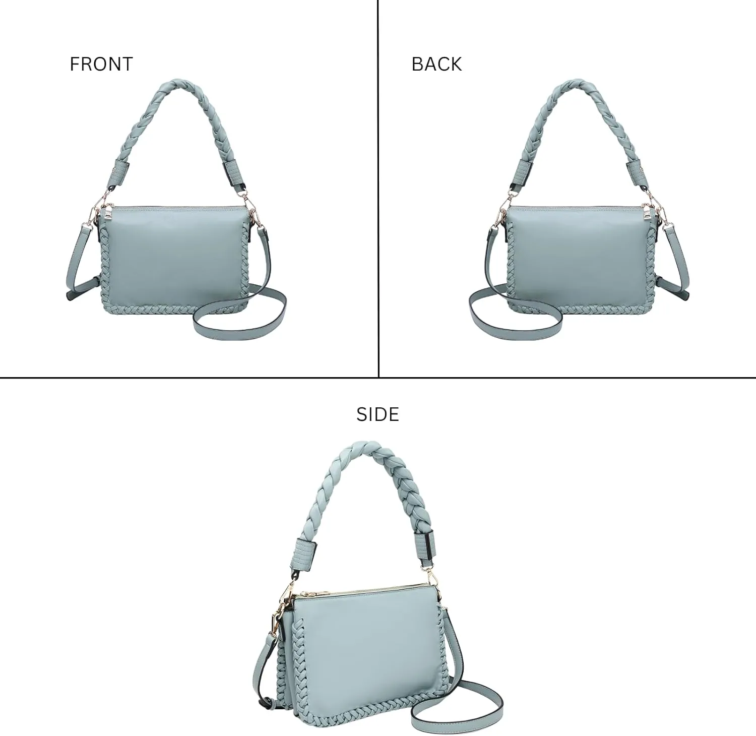 Judith Whipstitch Shoulder Bag for Women Vegan Leather Crossbody Purse Ladies Hobo Handbag with 2 Straps