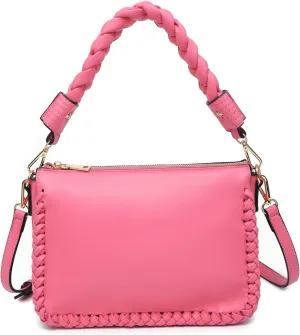 Judith Whipstitch Shoulder Bag for Women Vegan Leather Crossbody Purse Ladies Hobo Handbag with 2 Straps