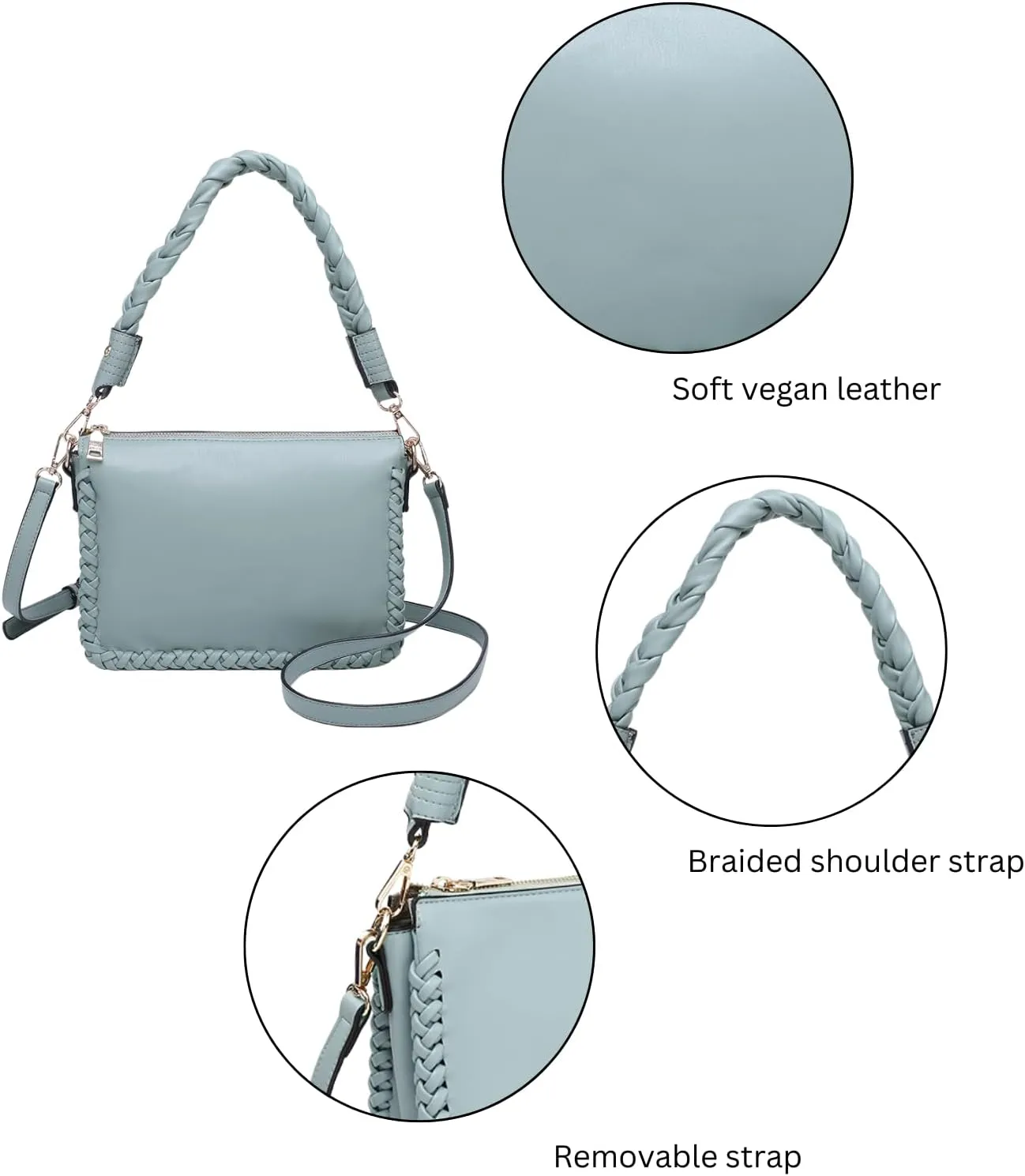 Judith Whipstitch Shoulder Bag for Women Vegan Leather Crossbody Purse Ladies Hobo Handbag with 2 Straps