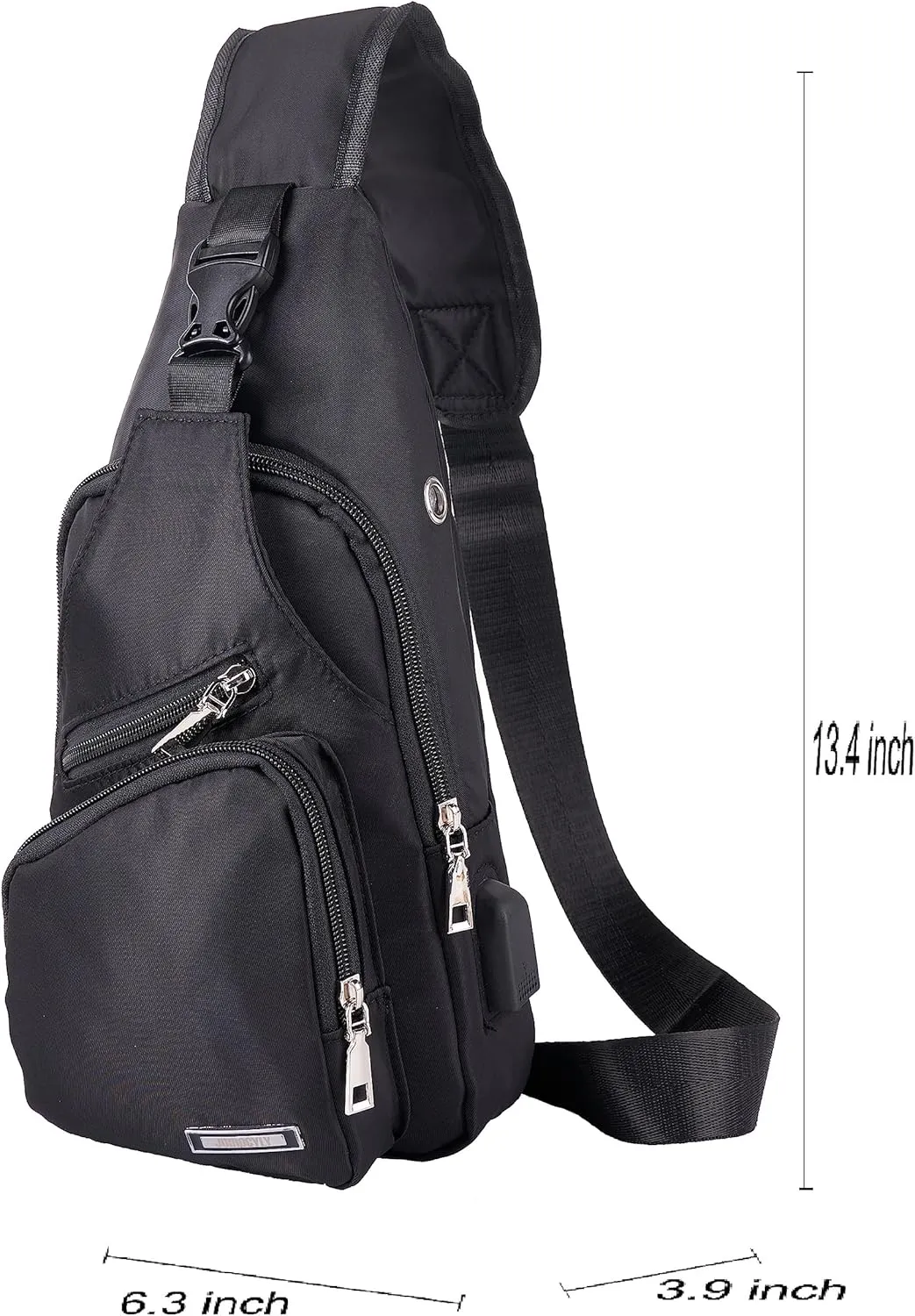 JUMO CYLY Mens Sling Bag, Leather Sling Bag with USB Charging Port Waterproof Casual Daypack Chest Crossbody Bag