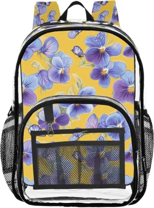 JUNZAN Cute Violet Yellow Classic Kids Backpack See Through Student Book Bags Elementary