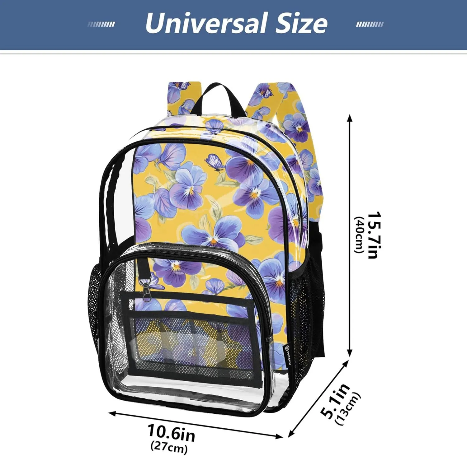 JUNZAN Cute Violet Yellow Classic Kids Backpack See Through Student Book Bags Elementary