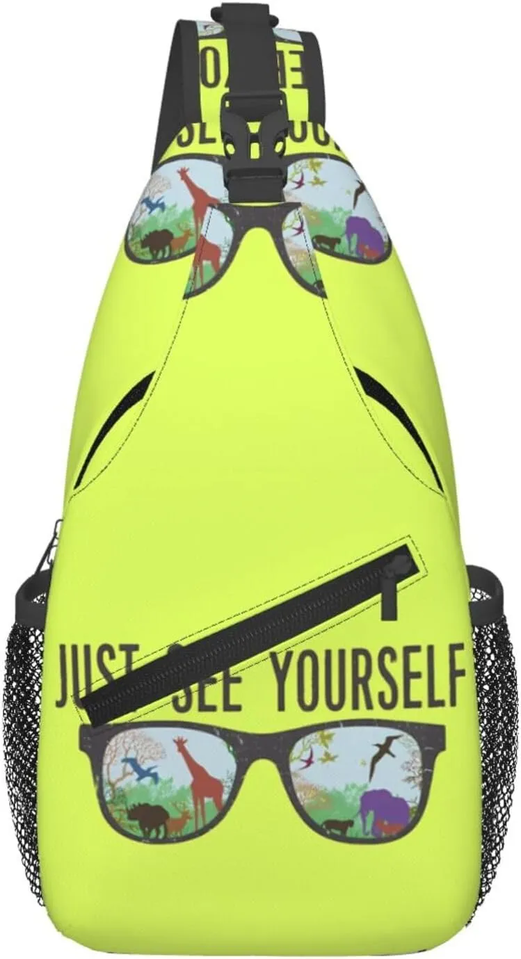 Just See Yourself Chest Sling Bag Crossbody Shoulder Backpack Bag Gym Cycling Travel Hiking Daypack Cross Bag