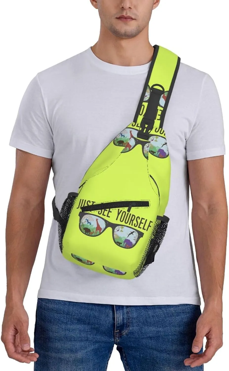 Just See Yourself Chest Sling Bag Crossbody Shoulder Backpack Bag Gym Cycling Travel Hiking Daypack Cross Bag