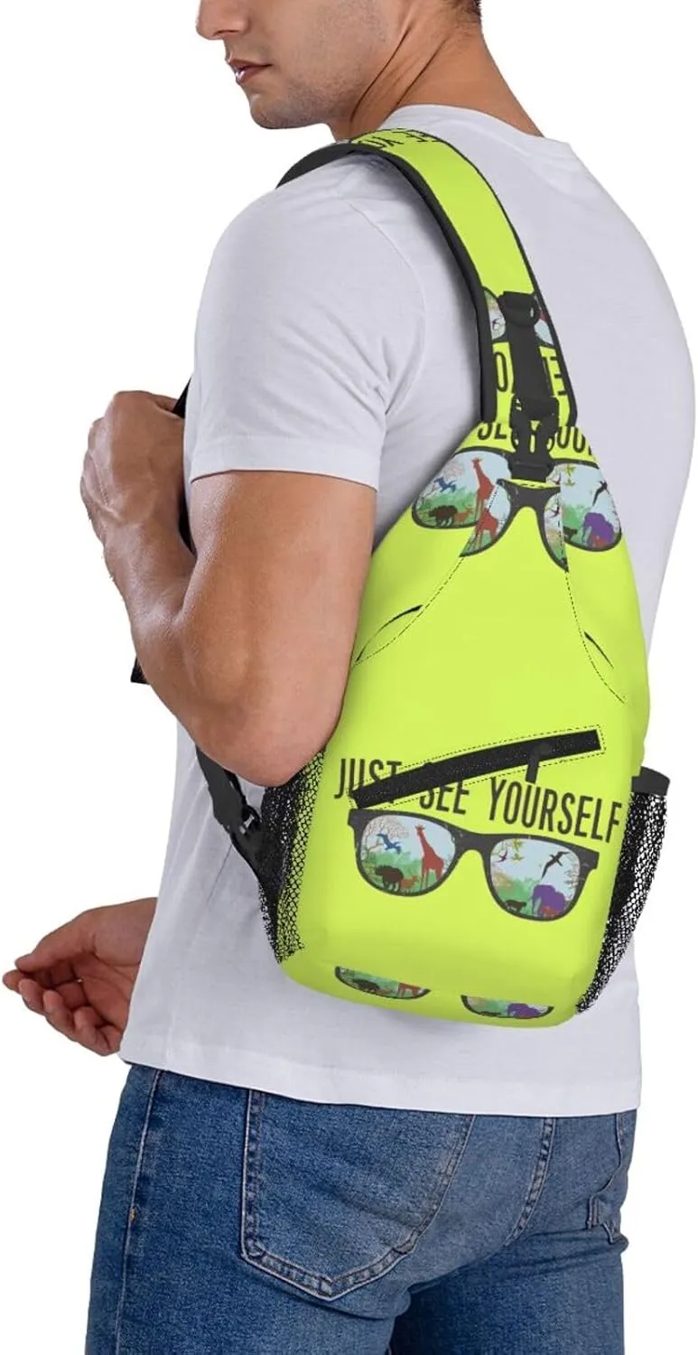 Just See Yourself Chest Sling Bag Crossbody Shoulder Backpack Bag Gym Cycling Travel Hiking Daypack Cross Bag