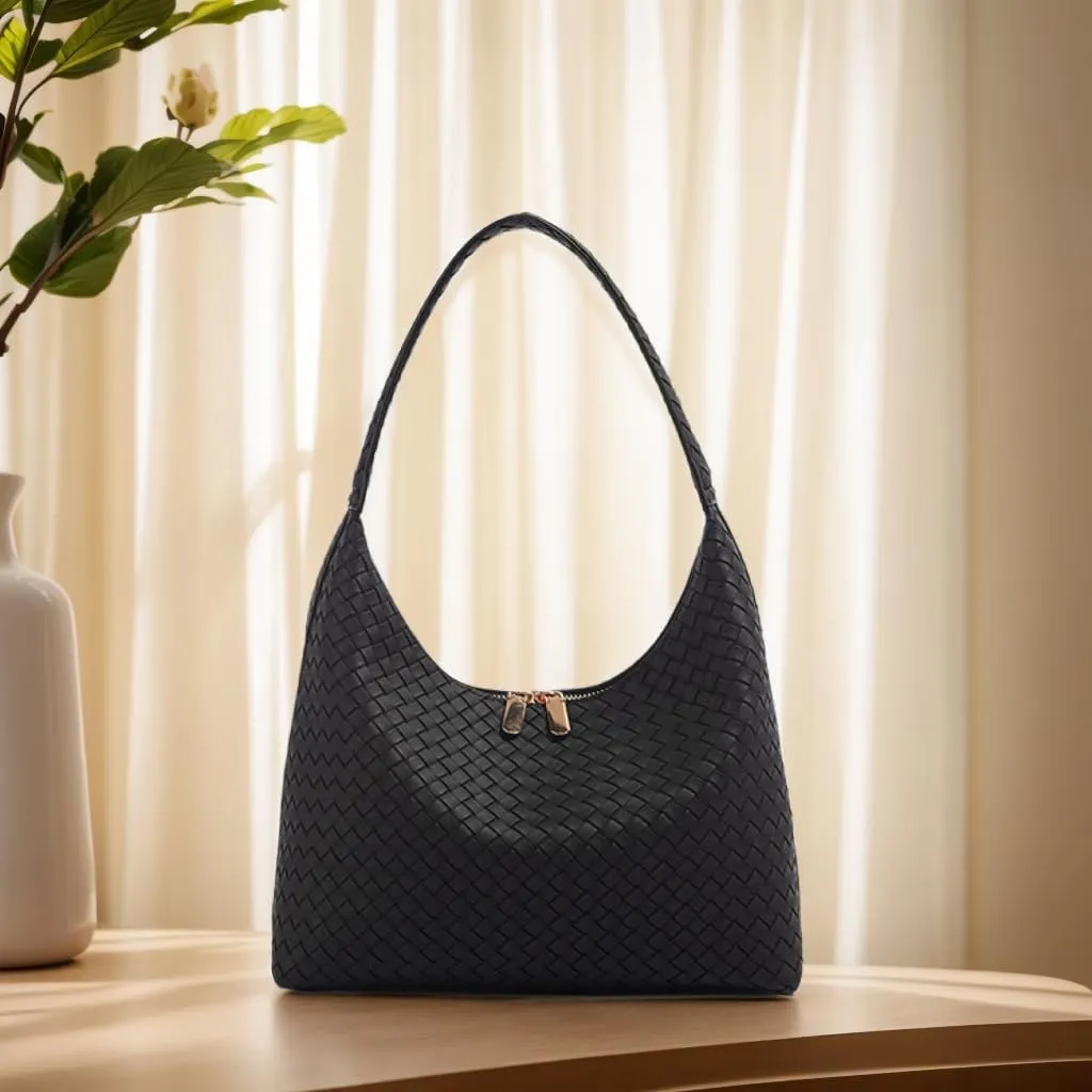 JYG Leather Hobo Bags for Women Small Soft Shoulder Purse Slouchy Tote Handbags with Double Zipper Design 2025