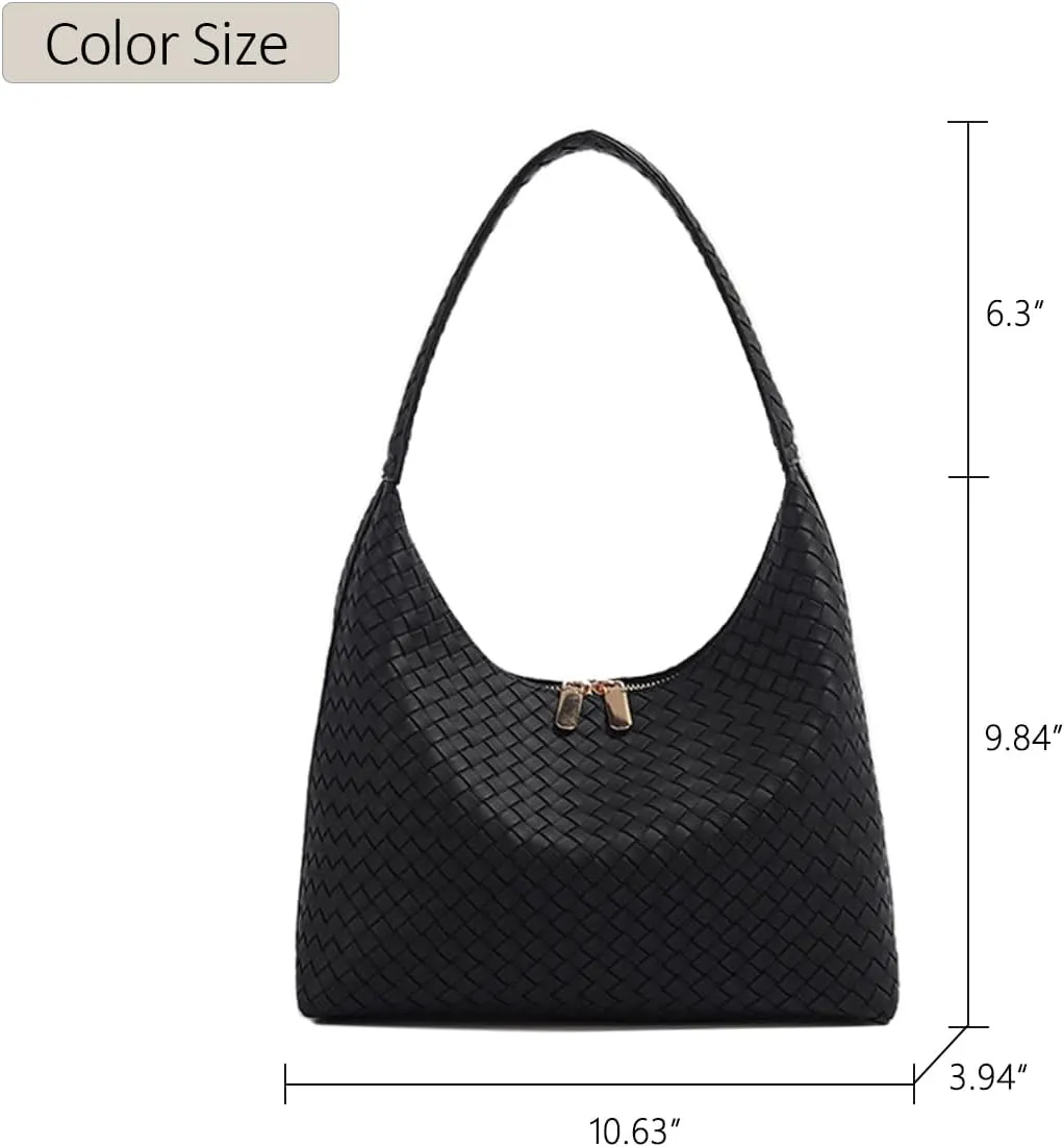 JYG Leather Hobo Bags for Women Small Soft Shoulder Purse Slouchy Tote Handbags with Double Zipper Design 2025