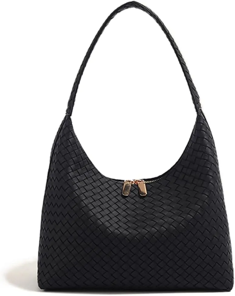 JYG Leather Hobo Bags for Women Small Soft Shoulder Purse Slouchy Tote Handbags with Double Zipper Design 2025