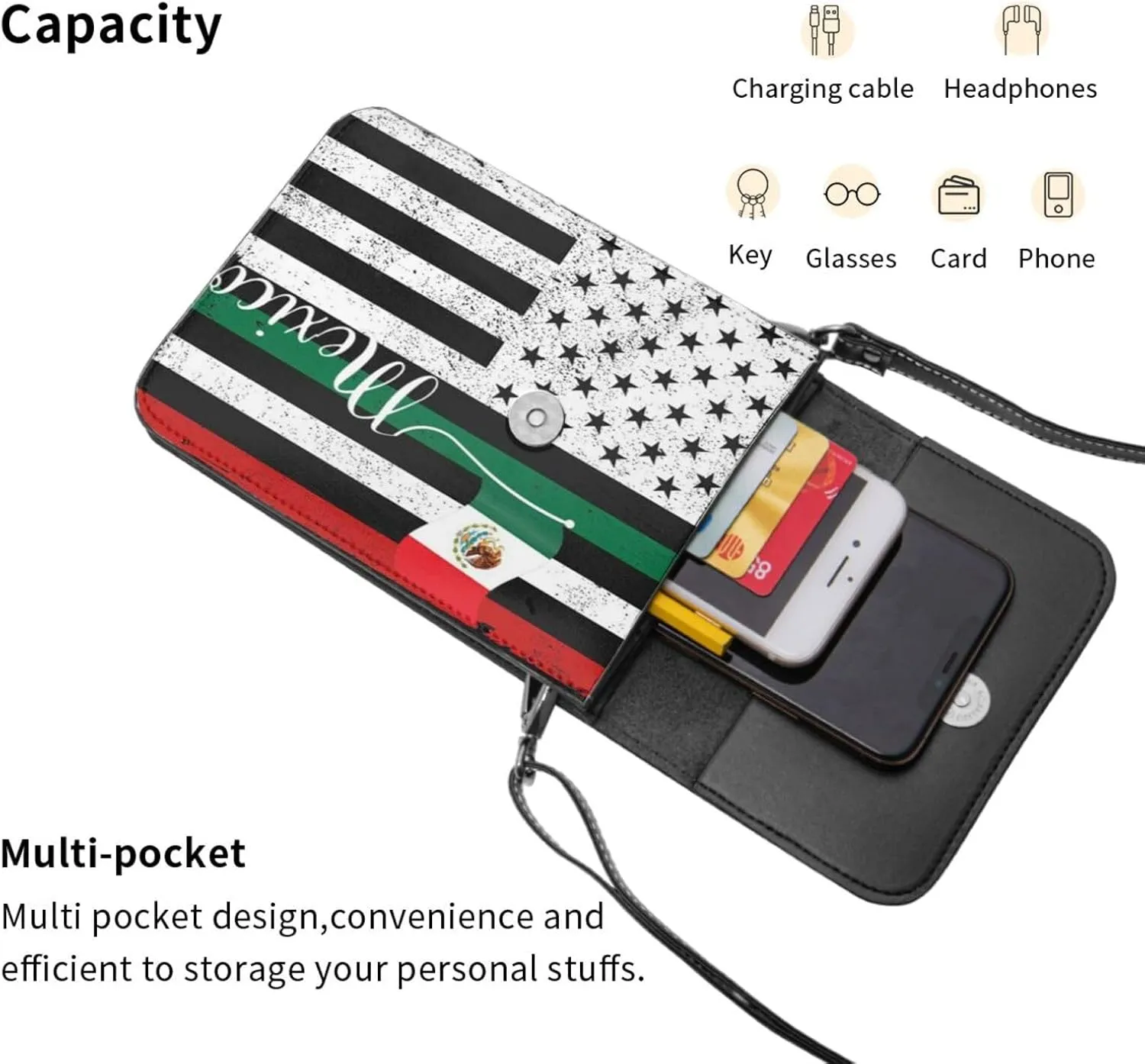 K9 Paw Thin Blue Line Flag Cell Phone Purse Small Crossbody Bags For Women Men Wallet Purses With Adjustable Strap