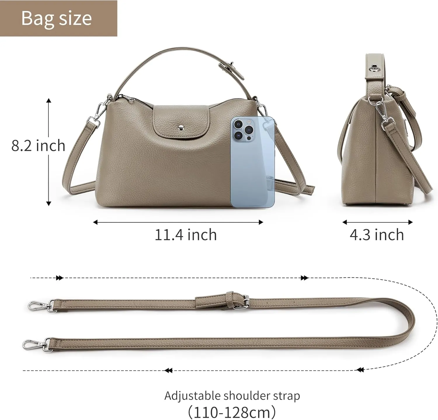 KALIDI Soft Vegan Leather Hobo Bag, Crossbody Purses Satchel for Women with Top Handle