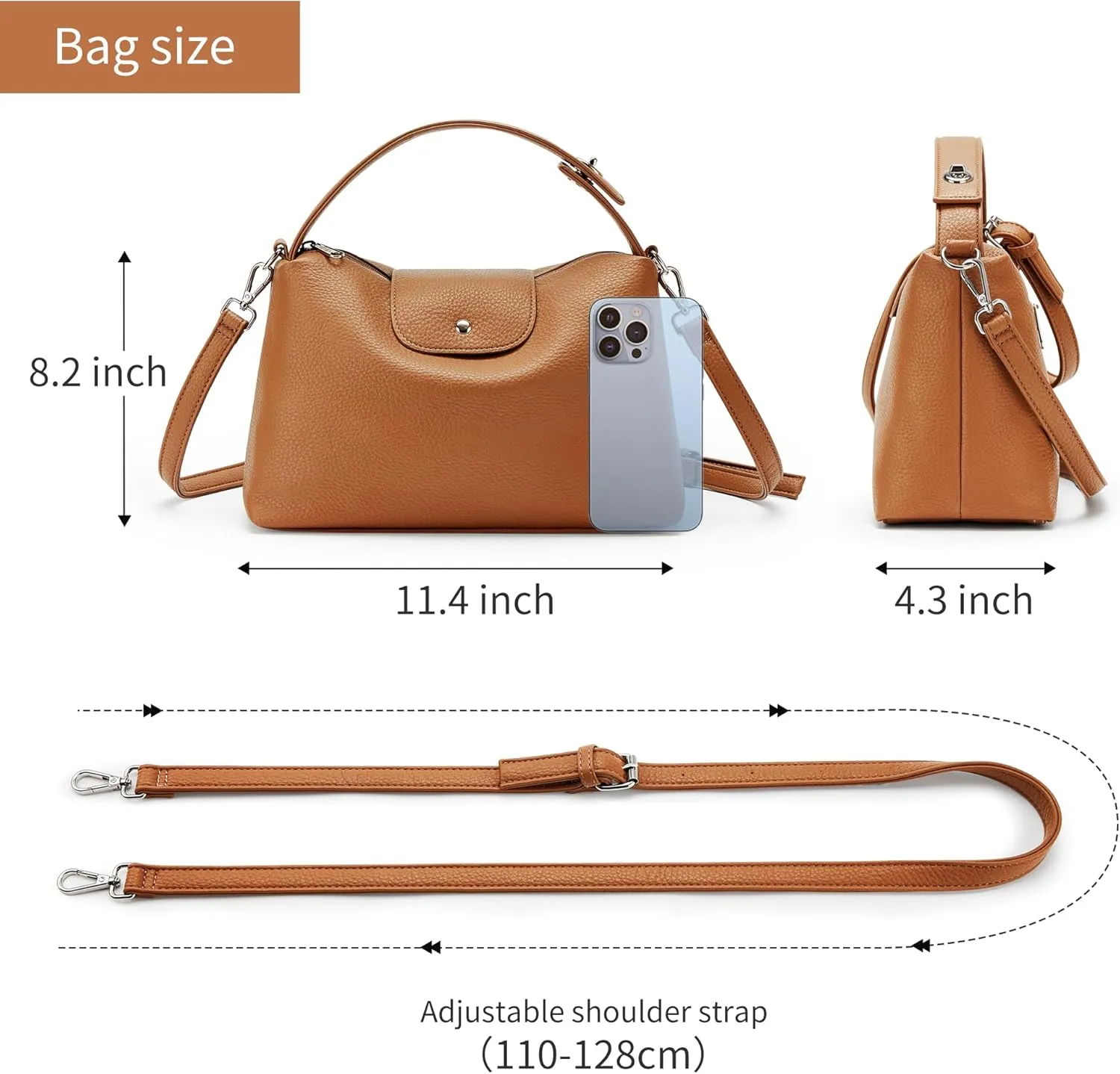 KALIDI Soft Vegan Leather Hobo Bag, Crossbody Purses Satchel for Women with Top Handle