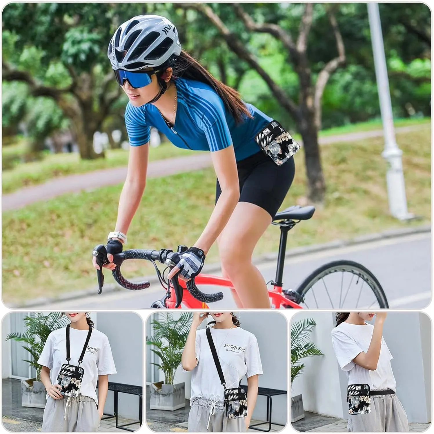 KAMO Multifunction Phone Waist Bag - Diagonal Cross Body Smart Phone Case Outdoor Bag with Triple Zip Closure for Women & Men