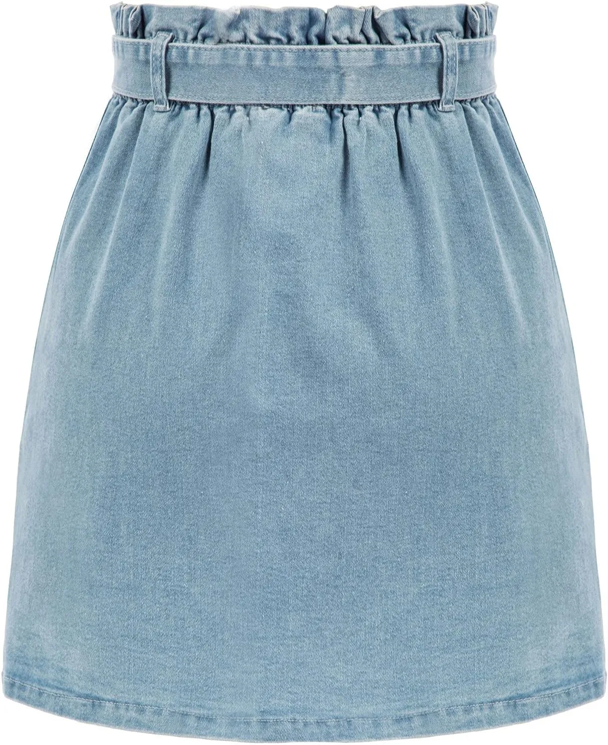 KANCY KOLE Women's Casual High Waist A Line Skirt Denim Skirt Elastic Waist Jean Short Skirt with Pockets