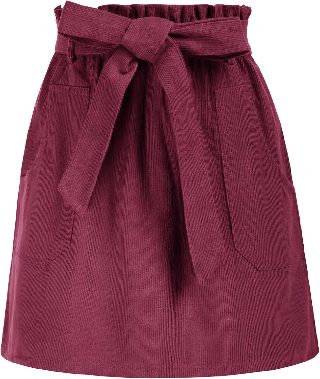 KANCY KOLE Women's Corduroy Skirt Casual High Waist A Line Skirt Skirt Short Skirt with Pockets Elastic Waist