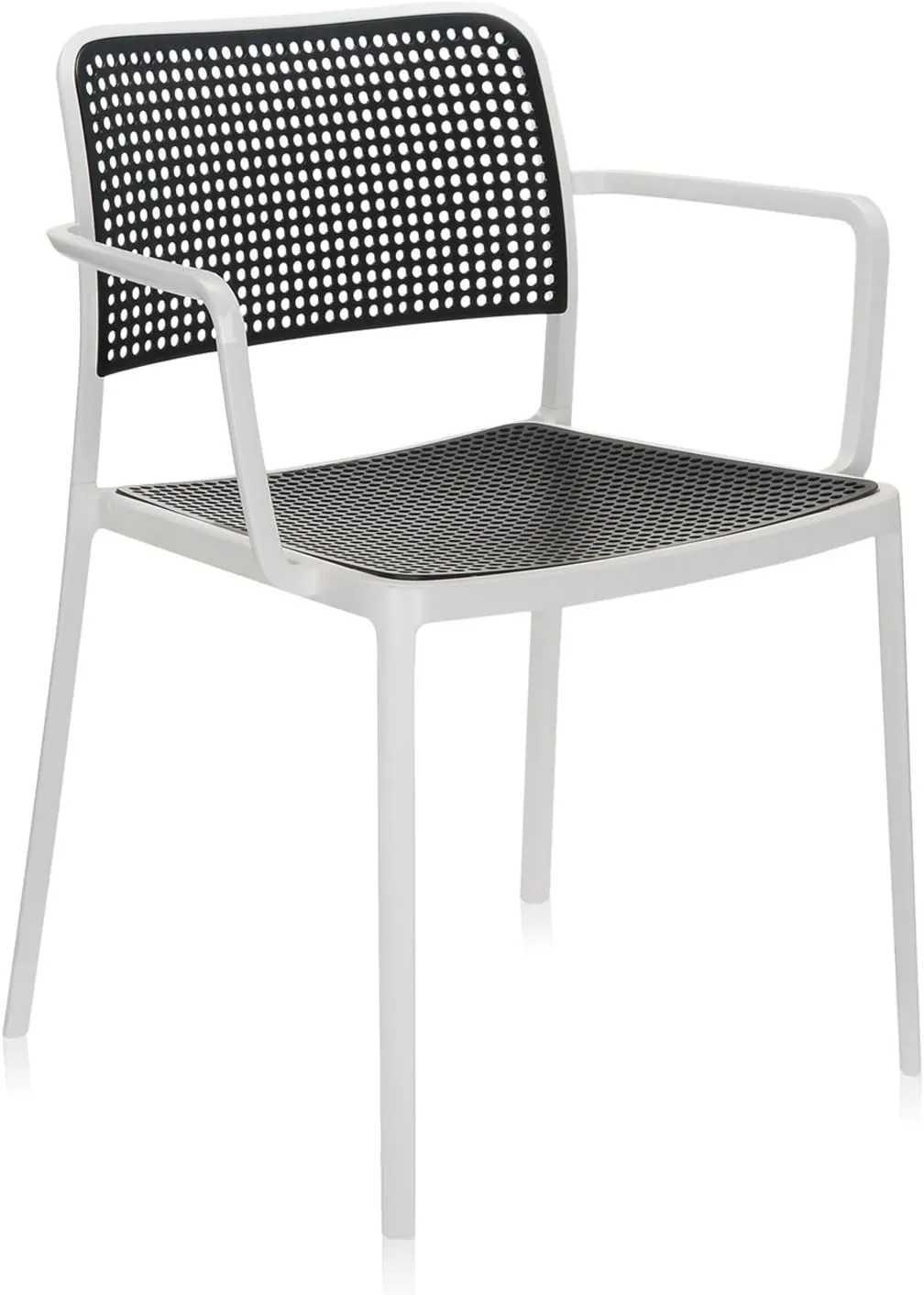 Kartell Audrey Chair by Piero Lissoni, Pack of 2, Pained Aluminum White/Black