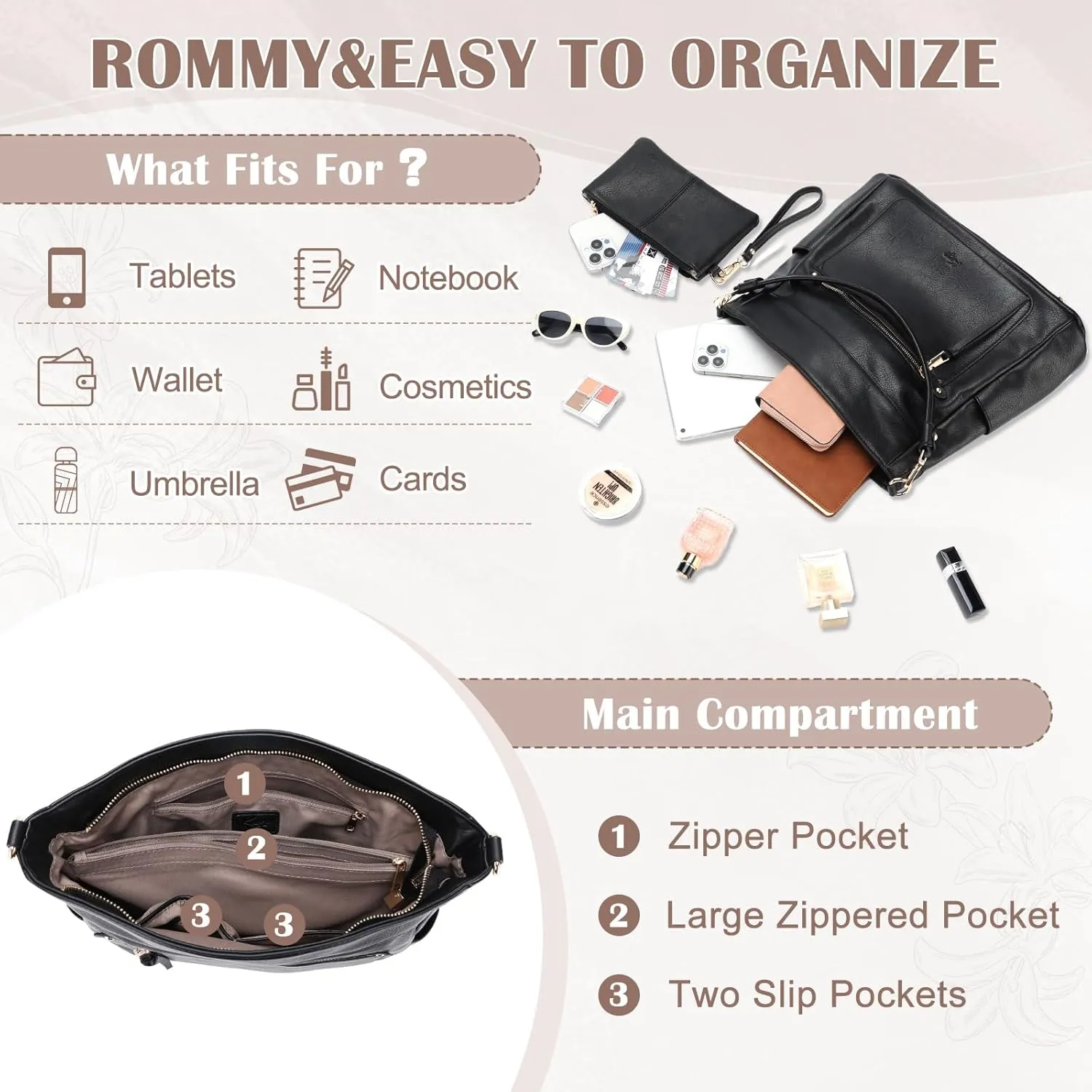 Kasqo Hobo Bags for Women,Medium Vegan Leather Handbag with Wallet Pouch Set Guitar Strap Crossbody Tote Purse Shoulder Bag