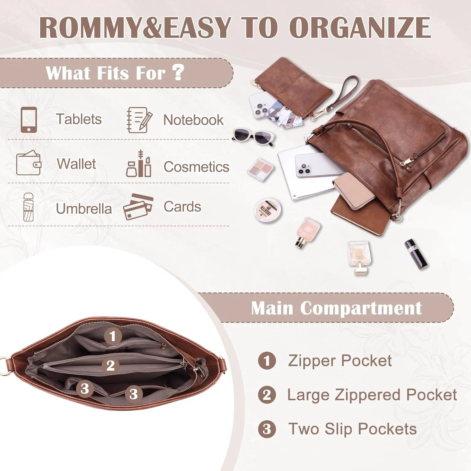 Kasqo Hobo Bags for Women,Medium Vegan Leather Handbag with Wallet Pouch Set Guitar Strap Crossbody Tote Purse Shoulder Bag