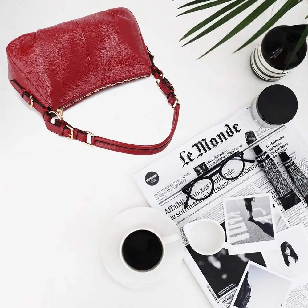 Kattee Soft Leather Hobo Handbags for Women, Genuine Top Handle Bags Vintage Shoulder Purses