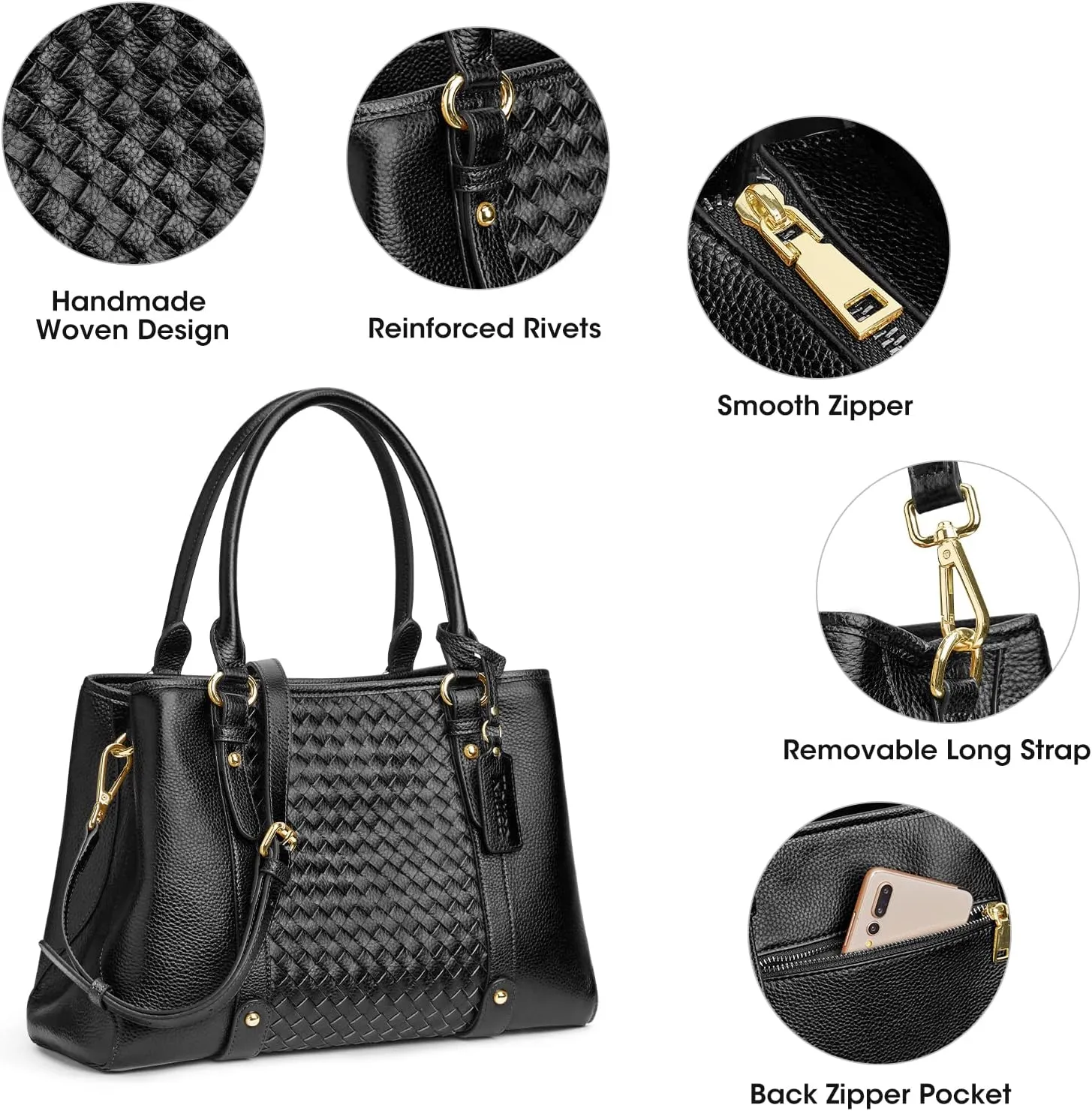 Kattee Women Soft Genuine Leather Satchel Bags Top Handle Crossbody Purses and Handbags Totes Shoulder Hobo