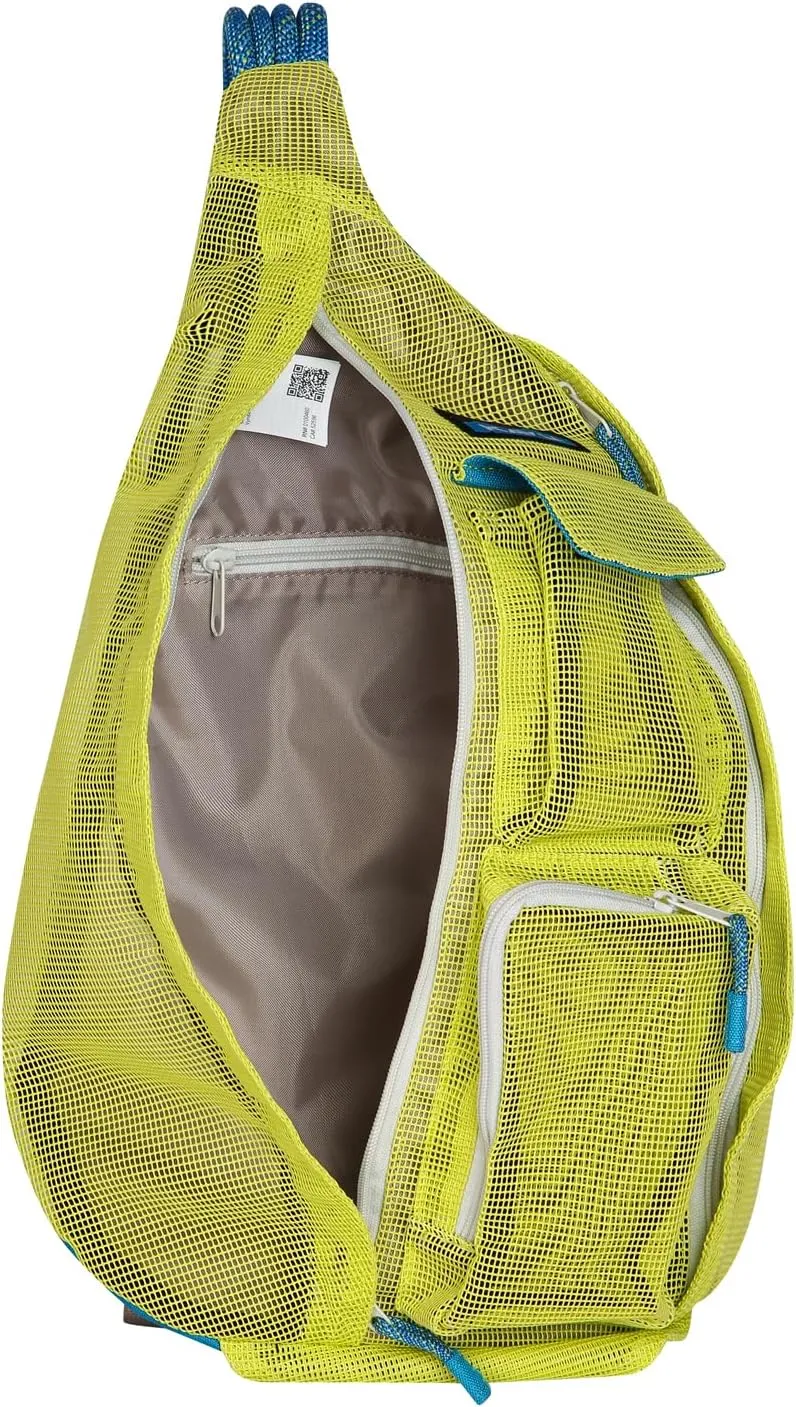 KAVU Beach Rope Bag Mesh Crossbody Sling Backpack - Key Lime