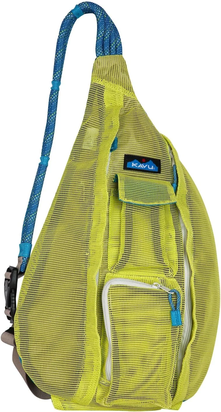KAVU Beach Rope Bag Mesh Crossbody Sling Backpack - Key Lime
