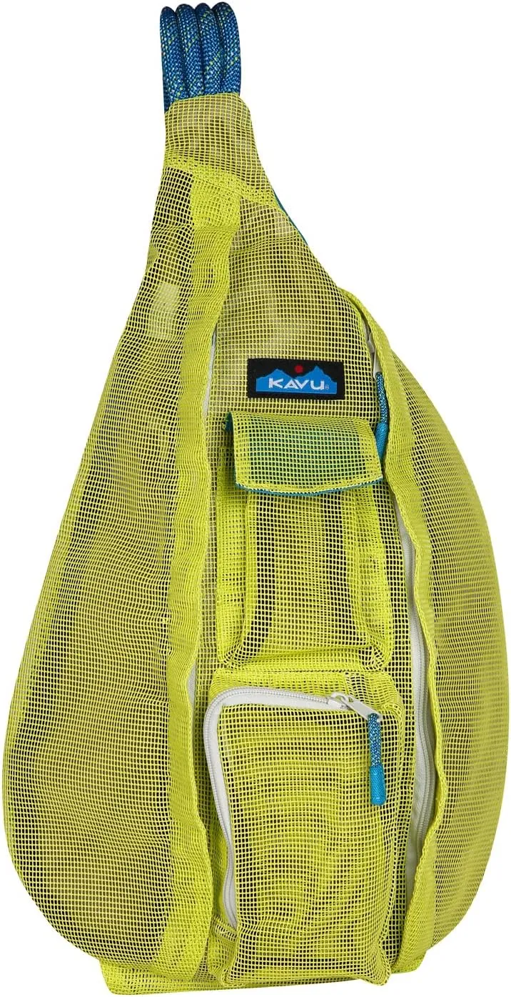 KAVU Beach Rope Bag Mesh Crossbody Sling Backpack - Key Lime